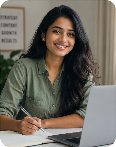 Student learning digital marketing